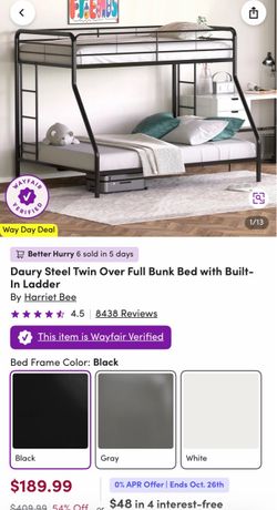 Harriet Bee Daury Steel Twin Over Full Bunk Bed