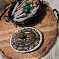 Vintage Copper & Brass Lidded Serving Dish – Heavy Handcrafted Tureen
