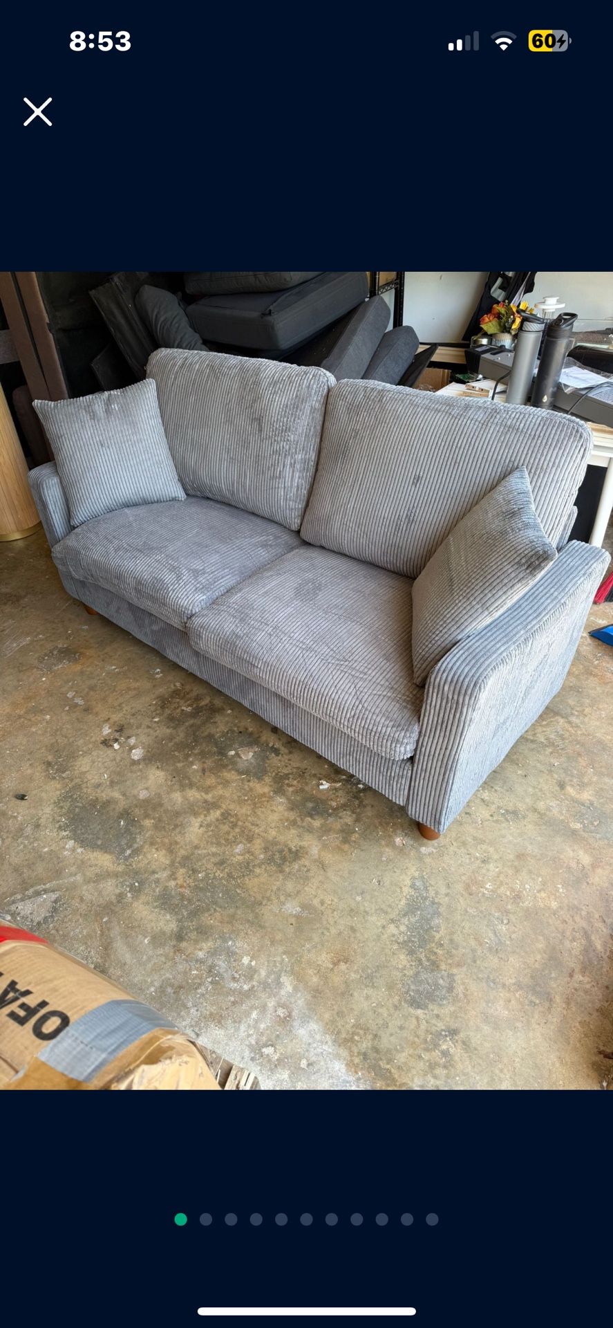 Kidirect 70in Grey Sofa, Couches for Living Room 21in Extra Deep Seats, Comfy Corduroy Sofas for Living Room No Tool Assembly, Modern Oversized Love S