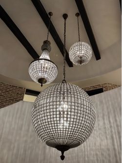 Vintage Crystal Chandeliers – Set of Three (Primus Sweden)