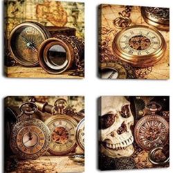 NEW! Vintage Wall Art Marine Theme Canvas Picture Prints Navigational Exploration Framed Ready to Ha