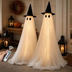 Brand New 2 Pack 5 Ft Large Light Up Ghost Decor - Halloween Decorations Outdoor