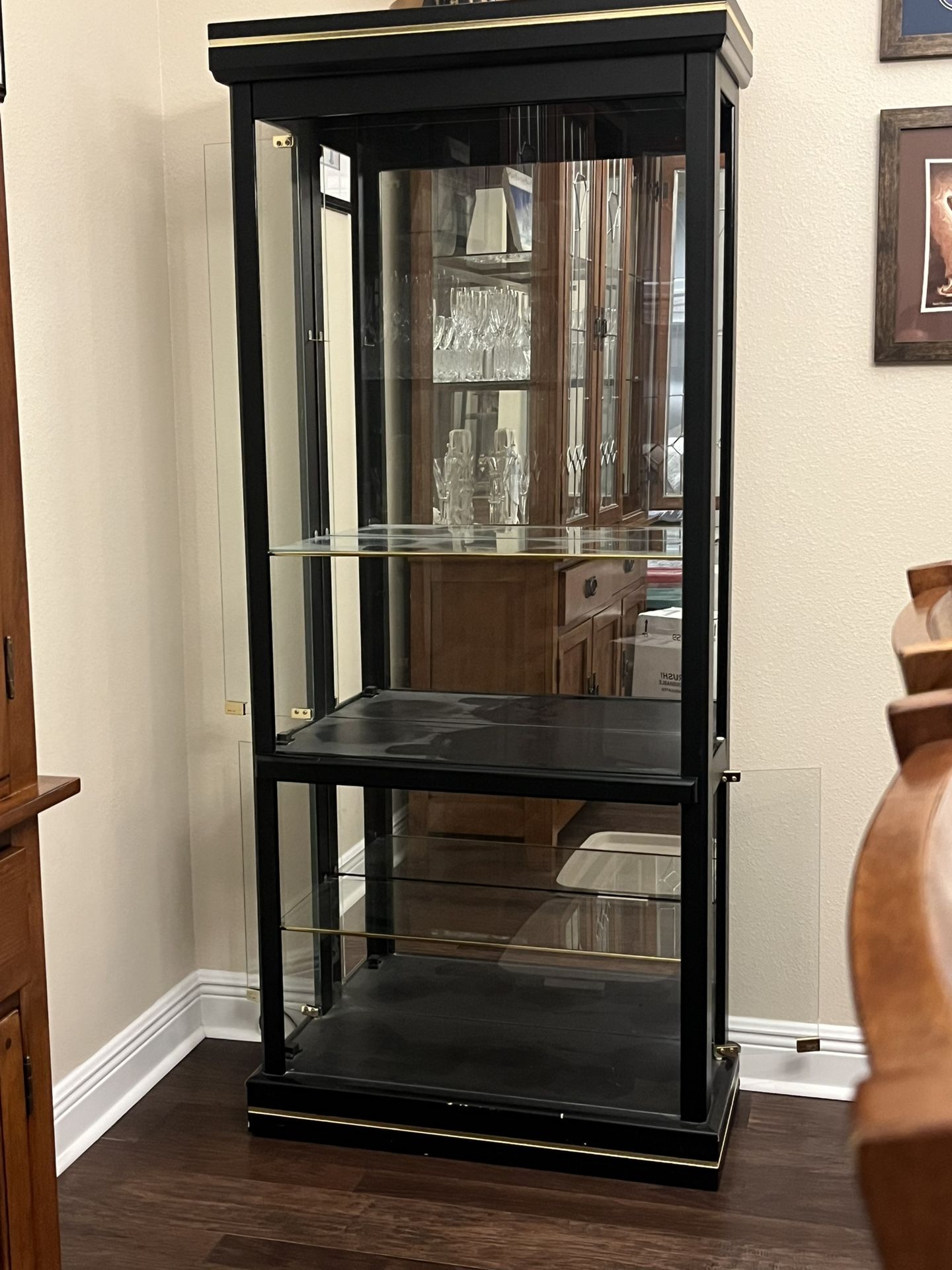 2 Black Lighted Glass Display Cabinets 