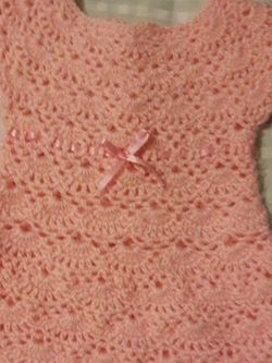 Pink Baby Girl Crochet Dress With Booties