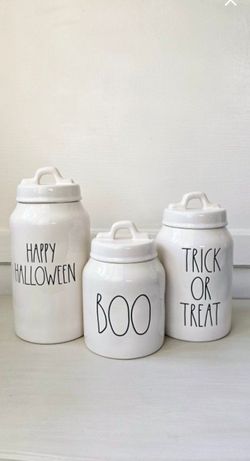 Rae Dunn Halloween White Trio