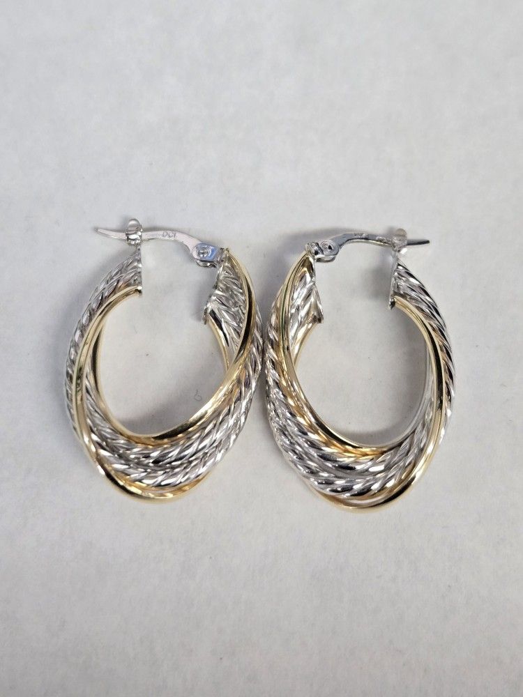 14kt Yellow & White Gold Hoops