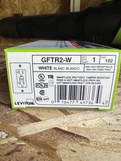 Leviton GFCI Outlet, 20 Amp, Self Test, Tamper-Resistant with LED Indicator Light, Protection from Electric Shock and Electrocution, GFTR2-W, White