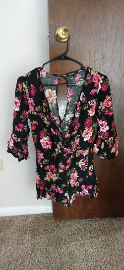 Floral Black Romper