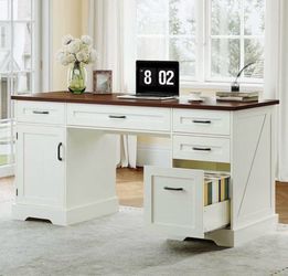 60in Farmhouse Executive Desk with Storage