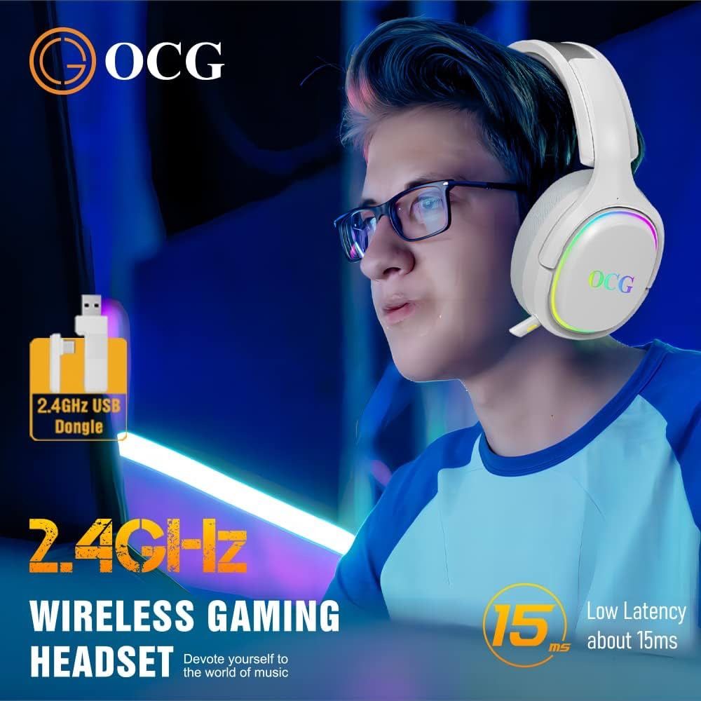 Black Wireless Gaming Headset for PS4 PS5 Mac PC, Bluetooth Gaming Headphones with Microphone Noise Canceling,2.4G USB & Type C Dongle for Nintendo Sw