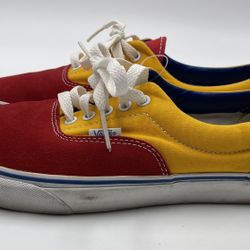 Vans Off The Wall Men Size 10 Era Rally Skate Shoe Sneaker Red Yellow Blue 