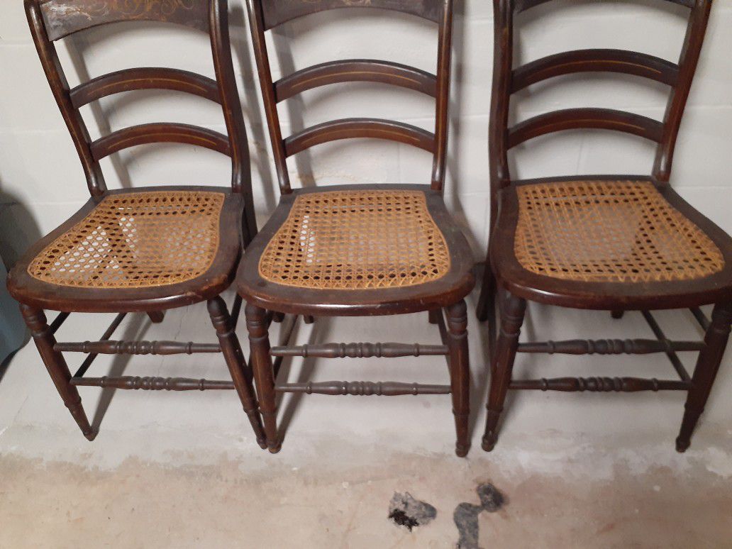 Antique cane seat chairs
