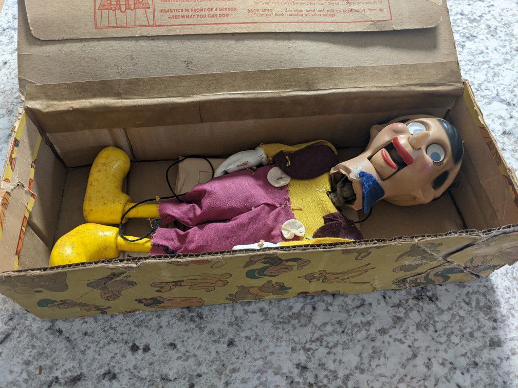 Vintage Peter Puppet Playthings Pinocchio Marionette With Original Box