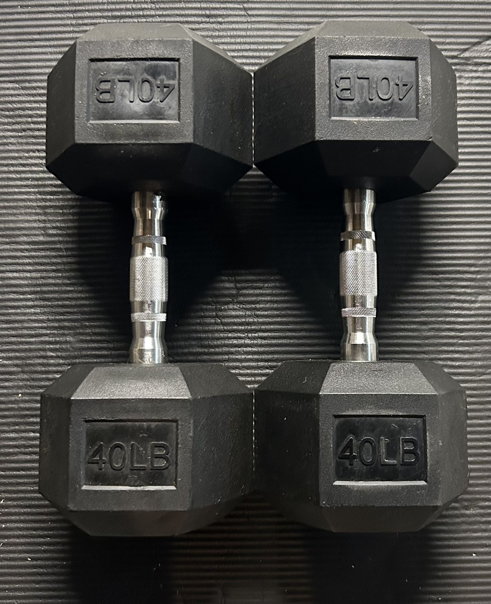 40lb Hex Rubber Dumbbell Pair - NEW