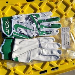 Brand New Nike Trout Batting Gloves White Green Youth Large