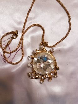 Huge crystal pendant with long chain