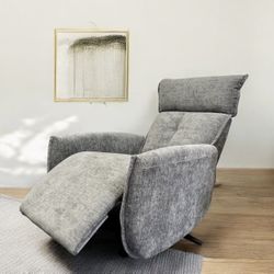 Modern Swivel Recliner Chair w/ Adjustable Headrest – Gray