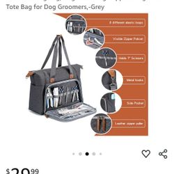 Pet Grooming Bag, Dog Grooming Supplies Organizer Tote Bag for Dog Groomers,-Grey