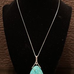 Turquoise Necklace with Sterling Silver Chain
