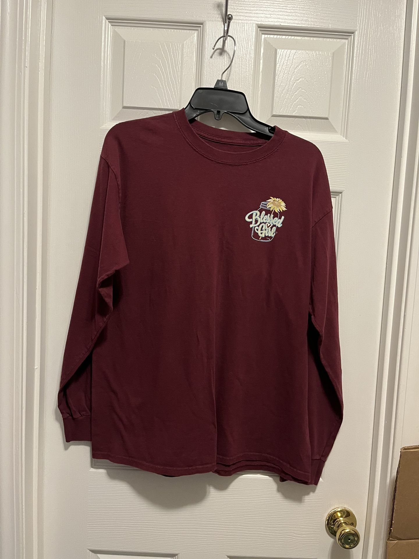 BLESSED GIRL LONG SLEEVED T-SHIRT. SIZE LARGE. VERY GENTLY WORN.