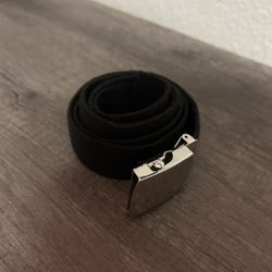 Men’s Black Canvas Belt 59 in Silver Buckle