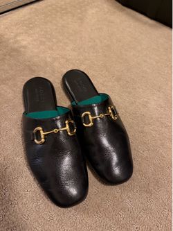 Gucci black loafer horsebit backless loafers