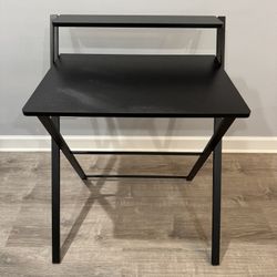 Black 2-Tier Compact Folding Desk with Shelf