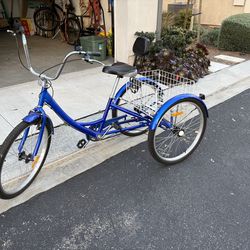 Adult tricycle w/basket and upgraded saddle seat