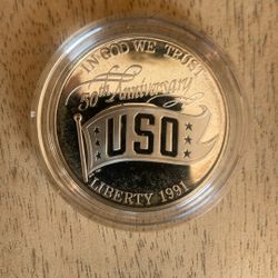 1991 USO Commemorative Silver Dollar Proof