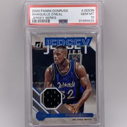 Shaquille O’Neal 2020 Panini Donruss Jersey Series Game-Worn Material PSA 10 GEM MINT