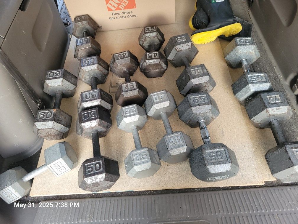 Dumbell Weight Set & Steel Rack Take What You Want $1 per pound