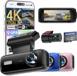 New 4K Dual Dash Cam Front & Rear with 128GB Card
