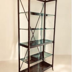 STATELY MID CENTURY BRONZE BAMBOO STYLE ETAGERE