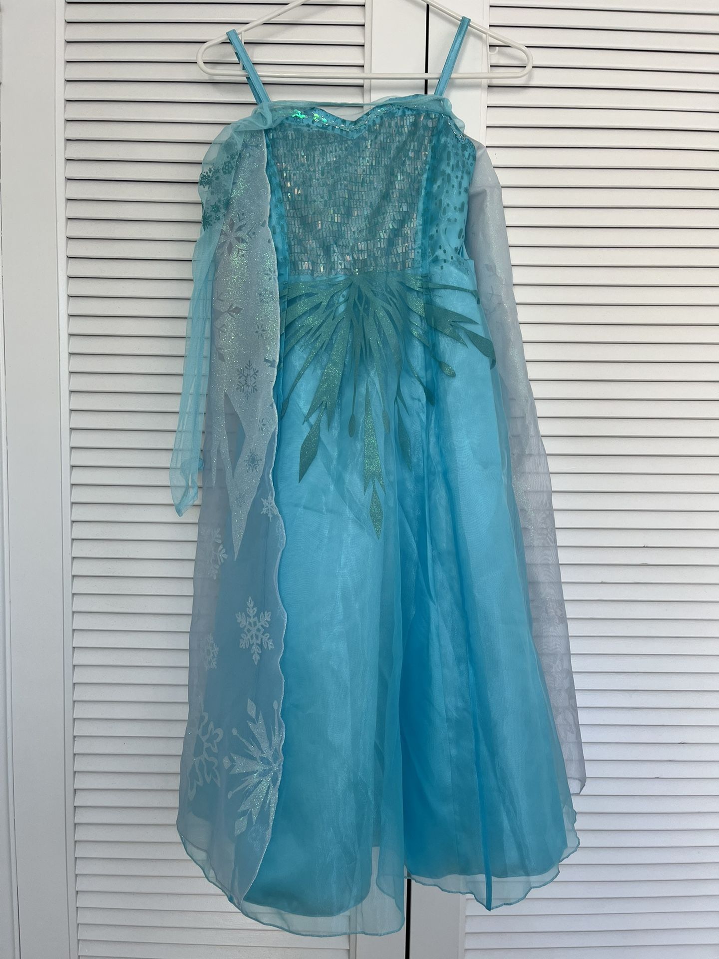 Disney Store Frozen Queen Elsa Glitter Sequin Blue Halloween Costume Dress 9/10
