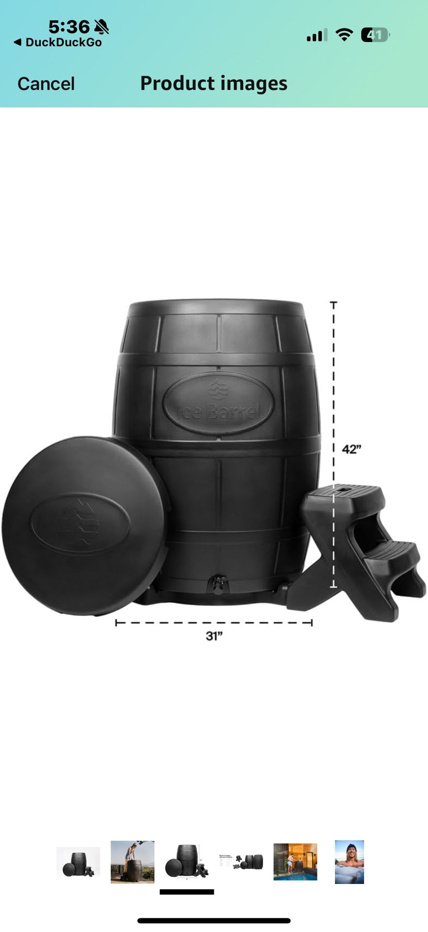 Ice Barrel 400 Cold Plunge Barrel With Cover And Step Stool