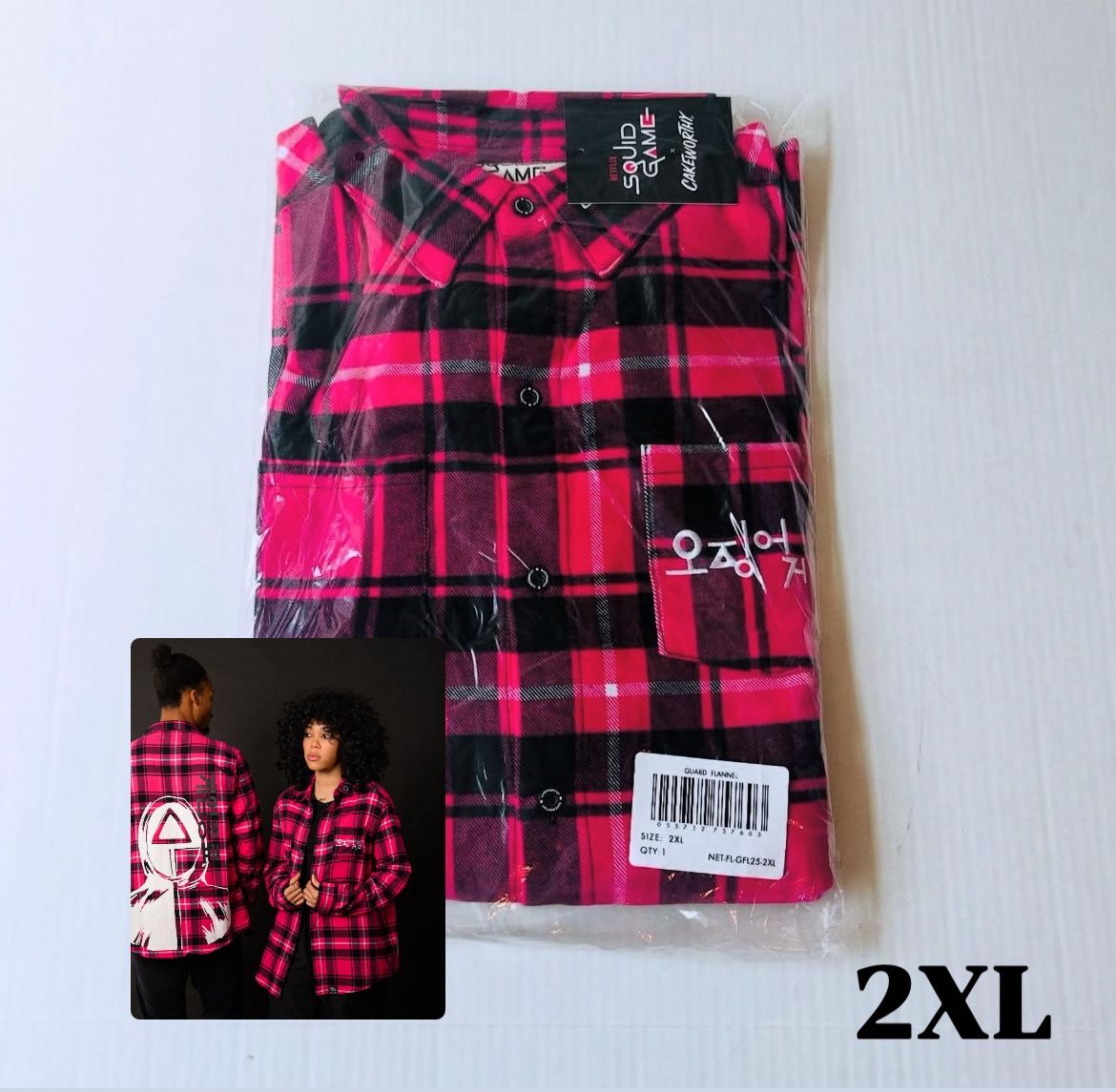 Cakeworthy Squid Games Guard Flannel Unisex Size 2XL