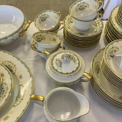 Noritake China Set VINTAGE 1930's Floral Gold 34 Pieces