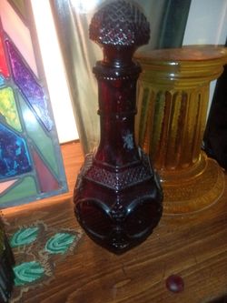 Cranberry glass genie bottle