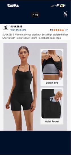 Amazon XL black shorts & racerback top gym set