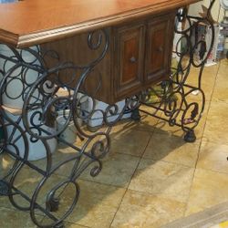 Wrought Iron & Wood Wine Rack
