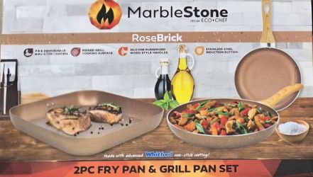 Marblestone RoseBrick 2-Pc Pan Set (Fry & Grill Pan) - new in box