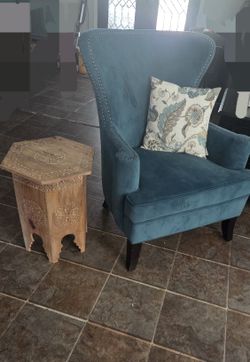 Hand Carved Wood Side Table