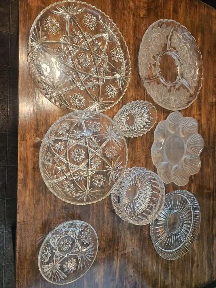 13 Piece Lead Crystal Bowels & Serving Trays