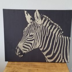 Black & Gold Zebra Canvas