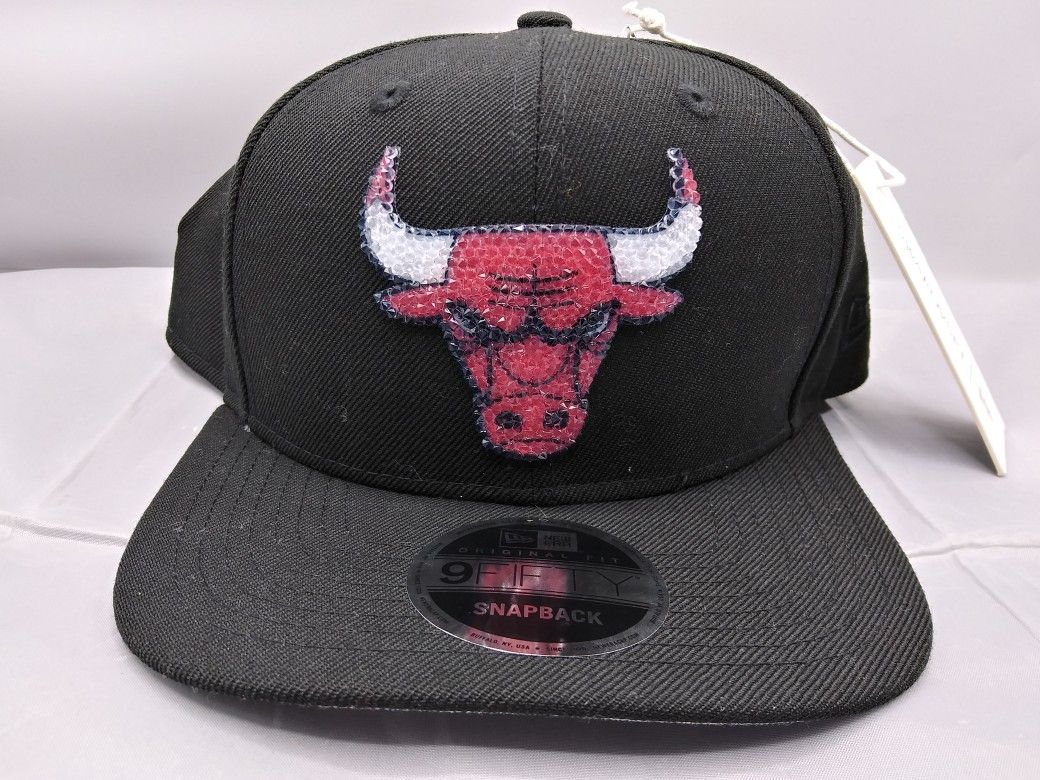 $125 NEW ERA 9Fifty NBA Chicago Bulls Swarovski Crystals Snapback Hat Cap RARE !