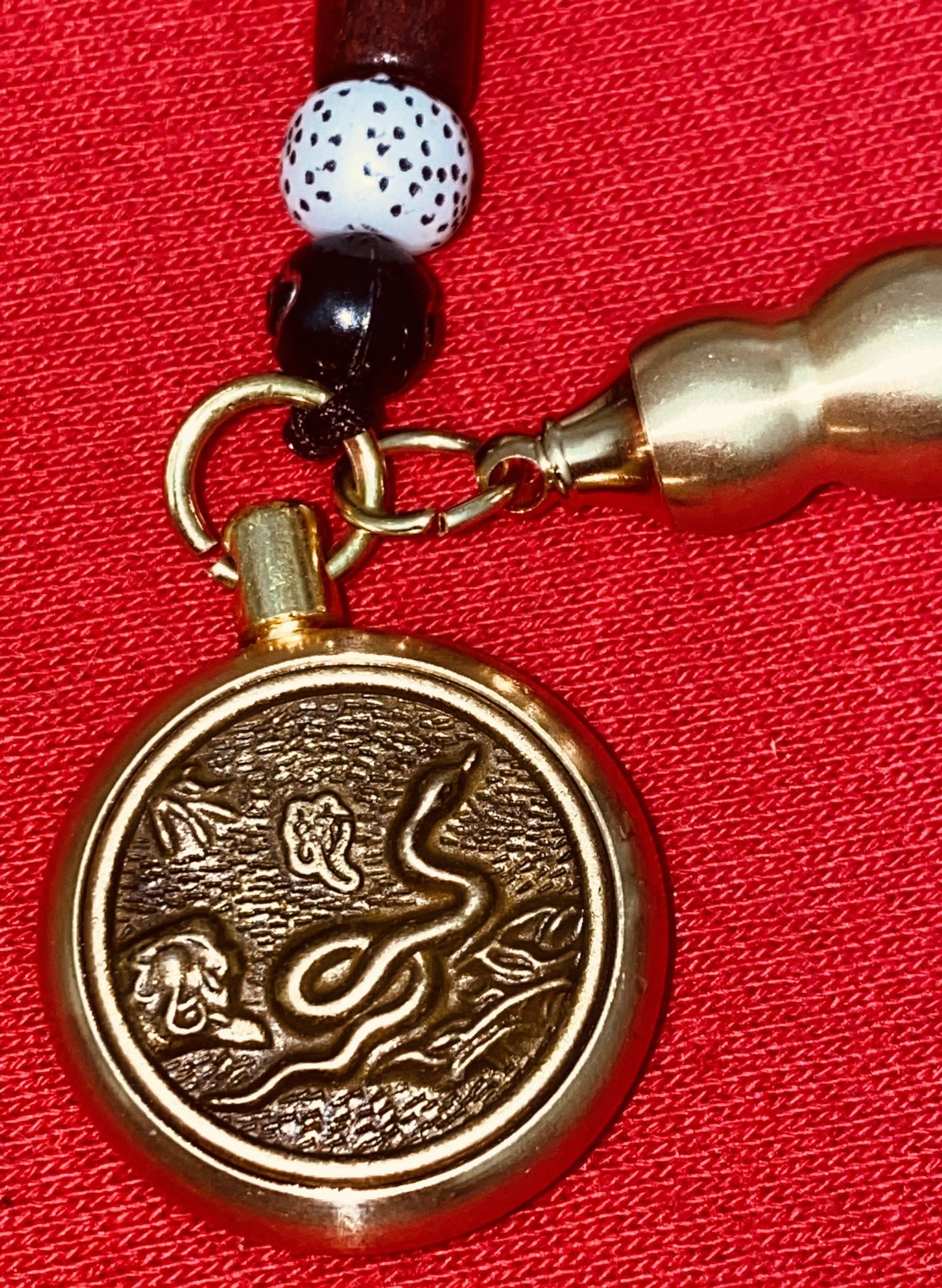 Pure Brass Snake Zodiac Keychain Pendant, Rope, Keychain Hanging Jewelry