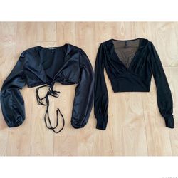 🖤 Cute woman’s long sleep black tops, $5 total for both