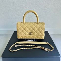 ✨ Chanel Coco Handle Flap Bag | Light Yellow | Full Set