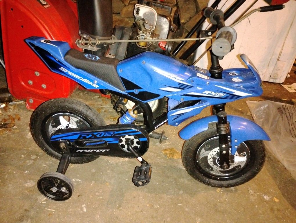 Bike Like New ,Ages 3-5, Training Wheels And Motorcycle Plastic