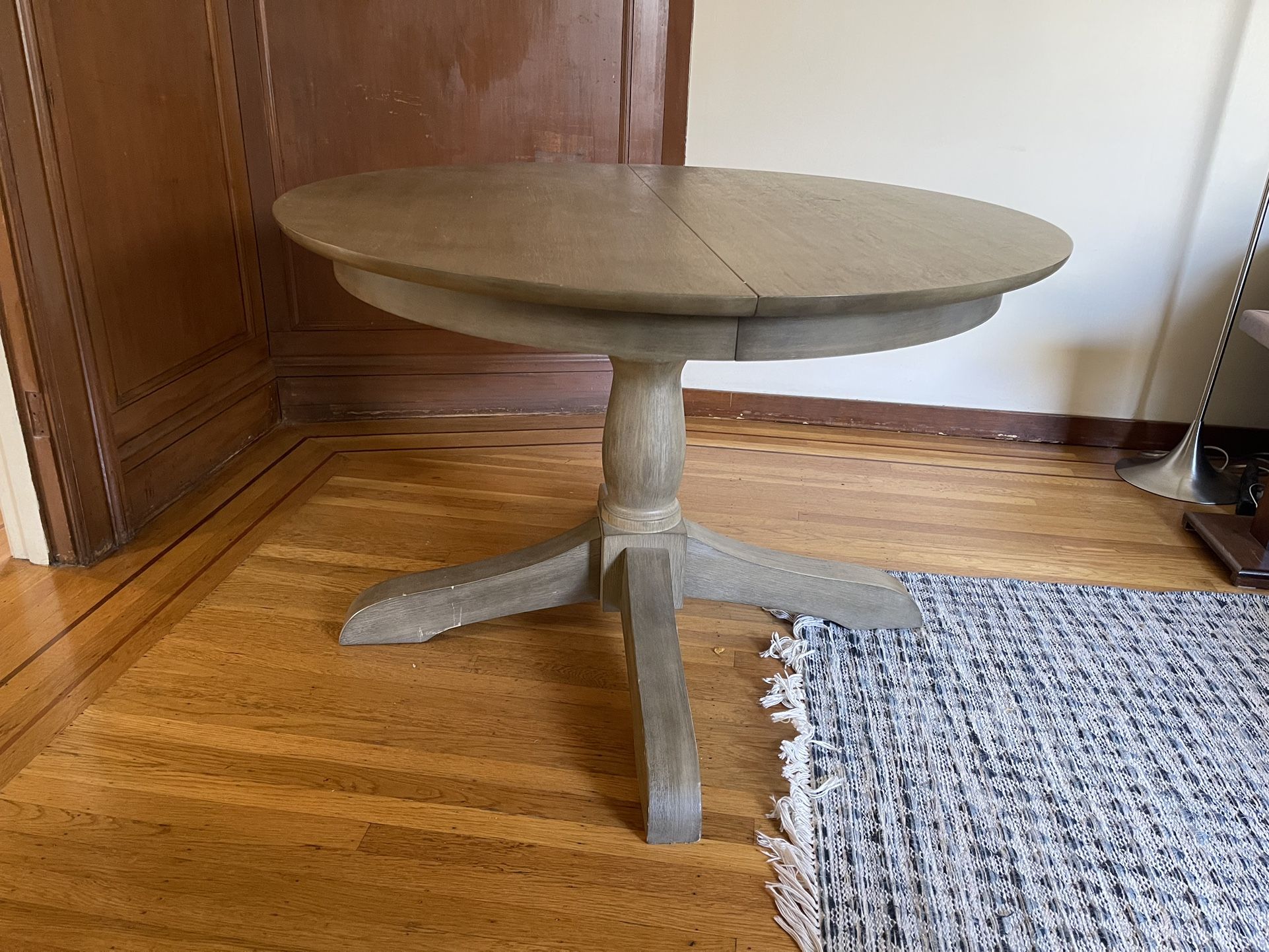 Owen Round Pedestal Extending Dining Table, Gray